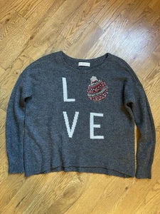 Abercrombie & Fitch LOVE Ornament Christmas Holiday Pailletten Pullover Gr. M/L - Bild 1 von 8