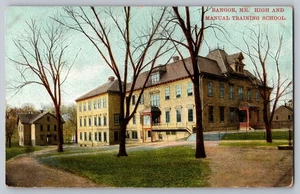 Alte Postkarte von Bangor ME High und Manual Training School unbenutzt #1646 - Bild 1 von 2