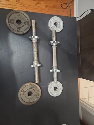 Vintage Bollinger Barbell W/ Threaded Nut+ 2 DP 4.4LB & 2 2.2lb Weights - Image 1 of 4