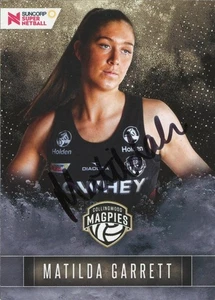Tarjeta de juego firmada 2018 Collingwood Magpies Netball Tap N - Matilda Garrett - Imagen 1 de 3