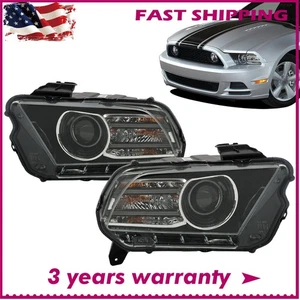 For 2013-2014 Ford Mustang Black Housing Left Right Headlights Assembly Pair - Foto 1 di 9