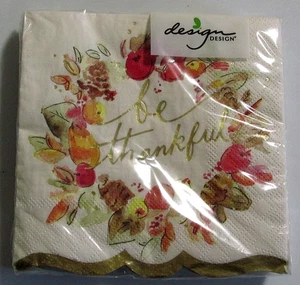 Servietten Getränk Be Thankful Harvest Thanksgiving Goldrand Designer PK/16 Scal - Bild 1 von 2