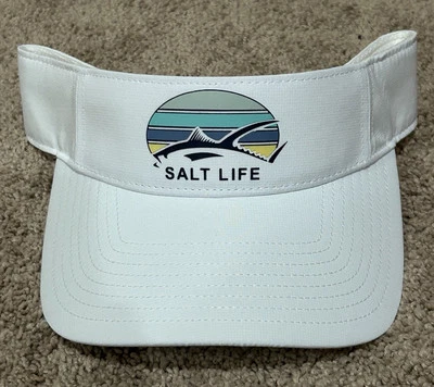 Viseira de desempenho tribo atum pré-curvada Salt Life branca salgada Saltlife nova com etiquetas - Imagem 1 de 4