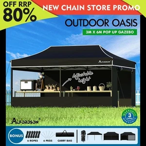 ALFORDSON Gazebo 3x6m Pop Up Marquee Camping Folding Tent 600D Oxford Black - Picture 1 of 12