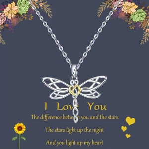 S925 Sterling Silver Dragonfly Hollow Link Chain 18k Gold Plated Jewelry - Picture 1 of 7