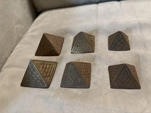 Two Sets of 3 Vintage Mid Century Brass Stacking Nesting Egyptian Pyramids - Picture 1 of 13