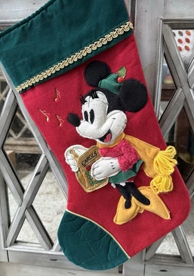 Medias de Navidad Disney Minnie Mouse Vintage 3D Adornadas Fieltro Rojo Foto 1 de 2