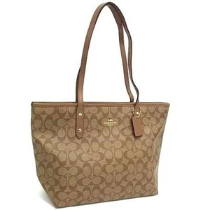 Coach Signature City Zip Tote F58292 Braun Leder Schultertasche für Damen - Bild 1 von 6