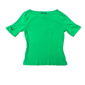 LAUREN RALPH LAUREN 100% Algodón Kelly Verde Cuello Barco Camiseta Mujer’s XL - Imagen 1 de 5