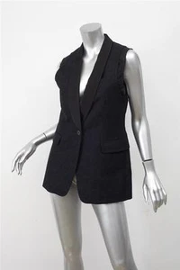 Gilet Dries Van Noten donna blu navy + nero jacquard tux con bottoni singoli 38/6 NUOVO - Foto 1 di 6