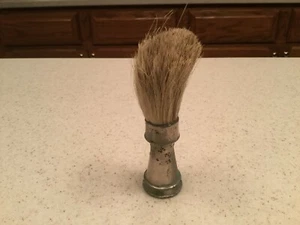Vintage Men's Shaving Barber Brush Animal Hair Bristles Metal Handle  - Picture 1 of 8