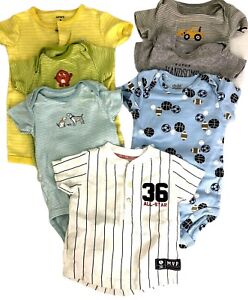 Carters Baby Boy Lot - 7 Items; 6 One Piece Bodysuits & 1 Shirt size 6 Months
