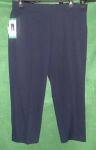 Hilary Radley Women's Mid Rise Slim Leg 26.in.inseam Crepe Pull-On Pants XL Navy - Picture 1 of 9