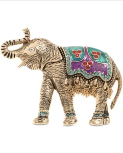 $28 Anne Klein gold Tone epoxy elephant pin S4 - Picture 1 of 5