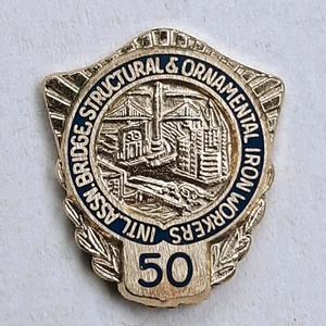 International Association Bridge & Ornamental Iron Workers 50 Year Pin 10K GF - Picture 1 of 5