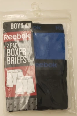 NEW REEBOK 2 PACK BOXER BRIEFS FOR BOYS 100% COTTON SIZE SMALL 6/7 FREE SHIPPING - Image 1 of 2