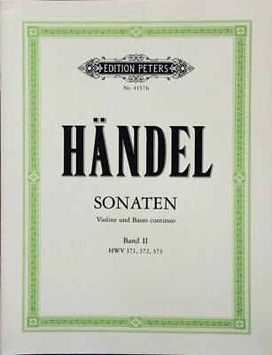 Handel Sonatas for violin and piano (basso) band 2 HWV 371,372,373. Peters 4157b - Image 1 of 2