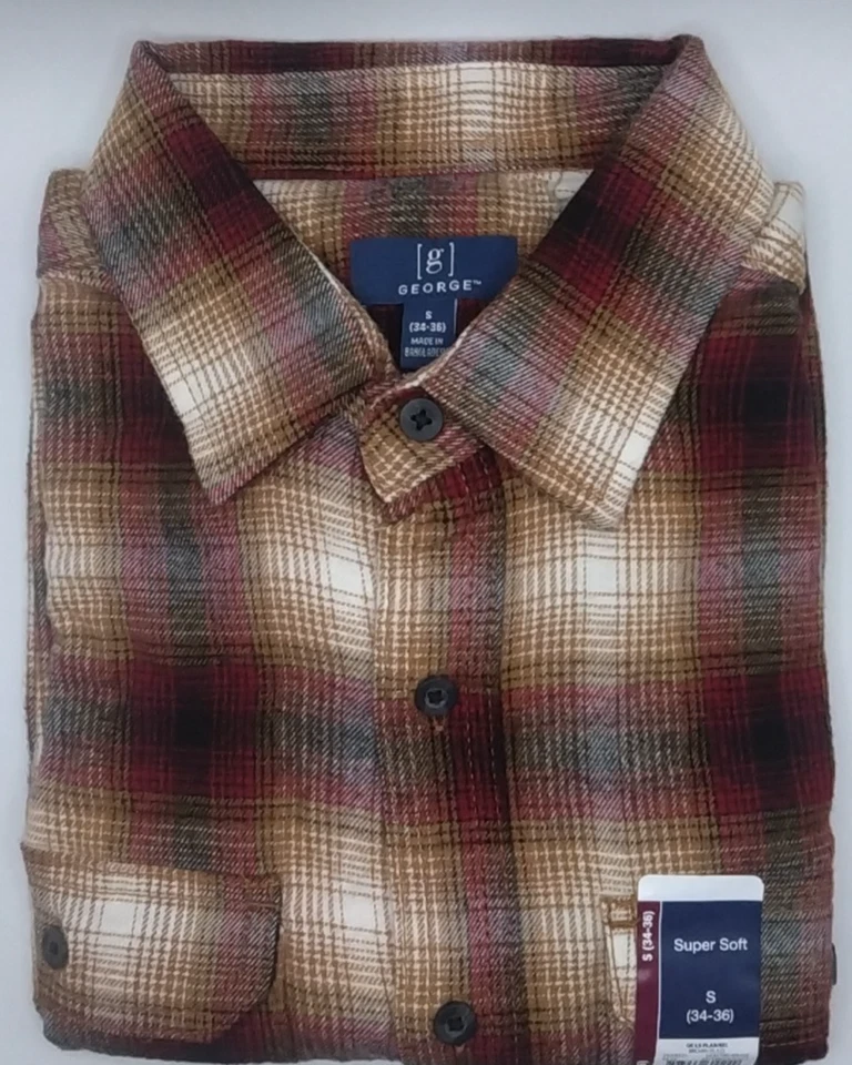 LOT 8 Men's George Super Soft Flannel Work Shirts w/ Front Pockets - Small 34/36