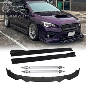 Front Bumper Lip Spoiler Splitter Side Skirt Strut Rods For Subaru WRX Impreza - Picture 1 of 21