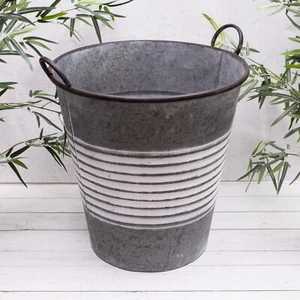 X Secchio Grande Rotondo Zinco Metallo Fioriera Giardino Decorativo Fioriera 52cm - Foto 1 di 6