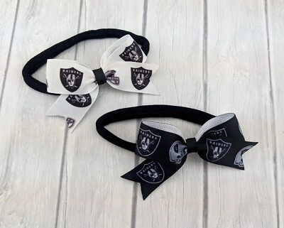 Raiders Baby Headbands Football Baby Bows and Headband Baby Shower Gift Raiders - Image 1 of 3