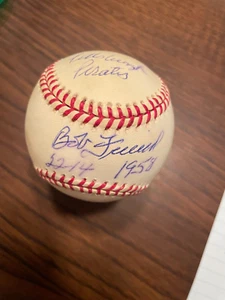 BOB FRIEND 22-14 1958 PITTSBURGH PIRATES SINGLE SIGNED BASEBALL JSA - Picture 1 of 2