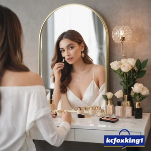 Arched Bathroom Wall Mirror Gold Decorative Beauty Vanity Framed Makeup Mirror - Picture 1 of 12