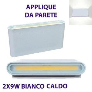 APPLIQUE PARETE DOPPIO FASCIO LED COB 9W FARETTO ESTERNO BIANCO CALDO 3000K - Foto 1 di 1