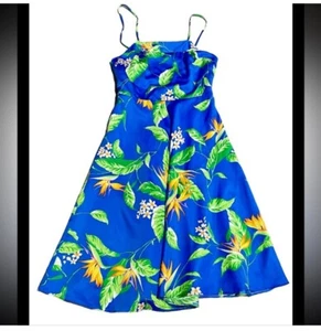 Vintage Otaheite Hawaiian Royal Blue Fit & Flare Sundress Size 10 Medium - Picture 1 of 3