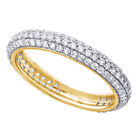 1.0 Ct Pave Set Wedding Engagement Band Ring Solid 14K Yellow Gold