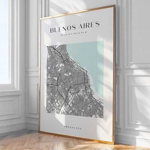 Buenos Aires City Map Print, Home Decor, Wall Art, Print, Poster, Framed - Picture 1 of 5