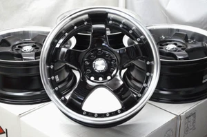 17x7.5 Effect Wheels Rims 5x100 5x114.3 Black Polish Lip Accord Civic CRV Camry - Picture 1 of 7