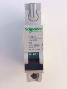 SQ D MINIATURE CIRCUIT BREAKER SQO106EB6 SP 6A TYPE B. - Picture 1 of 3