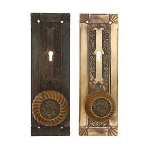 Set of Bronze Fanciful Beast Door Knobs & Back Plates