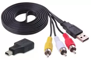 Cable adaptador macho de video audio macho USB mini-USB macho a RCA para entrada salida - Imagen 1 de 7