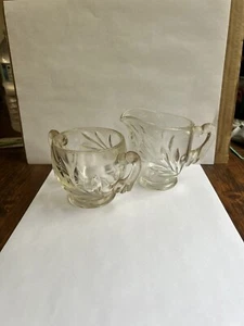 Glass Sugar Bowl and Creamer Set - Picture 1 of 5