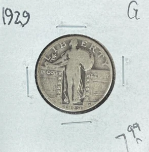 1929 STANDING LIBERTY SILVER QUARTER ~ GOOD ~NICE COIN~ - Picture 1 of 2