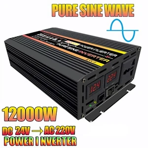 12000W Power Inverter Converter DC 12V/24V/48V to AC 220V Socket Pure Sine Wave - Picture 1 of 17