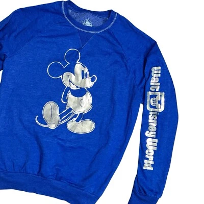 Sudadera Disney World Adulto S Azul Parques Mickey Mouse Plateada Familia A Juego Foto 1 de 4