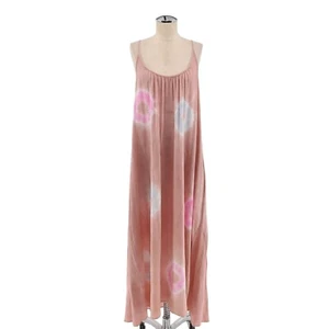 9 SEED Dress One Size Tulum Low Back Maxi Pink Tie Dye Cotton Gauze Coverup NEW - Picture 1 of 12