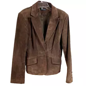 CONTEXT- genuine suede vintage brown jacket, size 8 - Picture 1 of 2