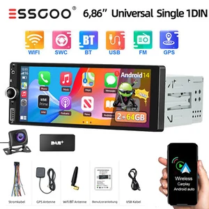 6.86" DAB+ Android 14 2+64G Carplay Autoradio 1 DIN GPS NAVI Wifi Bluetooth RDS - Bild 1 von 14