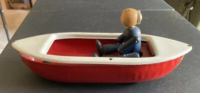 Woodette Coast Guard Pressed Steel Wood Figure Toy Rowboat PARTS or REPAIR ONLY - Image 1 of 4