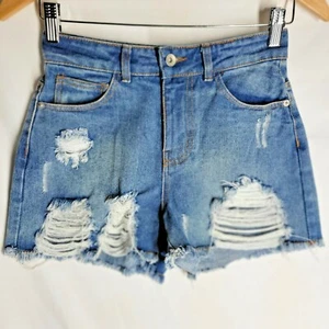 NWT Chelsea & Violet Women's Distressed Denim Jean Shorts Size 25 Mid Rise - Picture 1 of 7