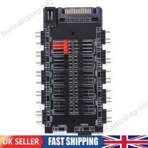 2 in 1 Fan Controller 12V 4PIN PWM SATA Power Cooling Fan Hub 10 Way for PC Case - Afbeelding 1 van 12