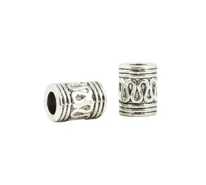 6 Metallperlen antik silber ethnisch Ø 3,5 mm 9x6,5 Armband Haarperle  - Bild 1 von 3