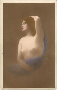 1900's RPPC Postcard ~ Beautiful Italian Hand Tinted Semi-Nude Female ~ Unposted - Picture 1 of 2
