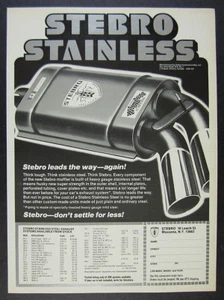 Sistema de escape silenciador de acero inoxidable Stebro 1978 anuncio impreso vintage - Imagen 1 de 1