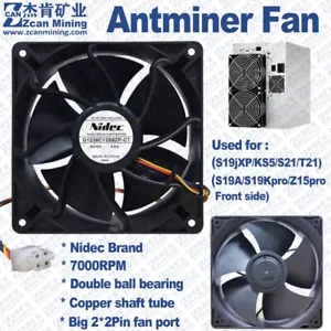 Antminer S21 T21 Fan 2*2Pin 12V 3.0A 7000RPM Nidec S19j XP KS5 Cooling Fan - Picture 1 of 7