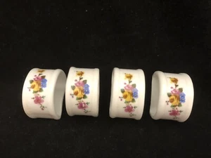 Porcelain Napkin Rings Yellow Pink Roses Set of 4 NIB - Picture 1 of 4